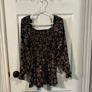 Floral Black and Brown/Pink Women's Blouse